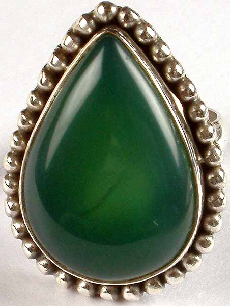 Tear Drop Green Onyx Ring