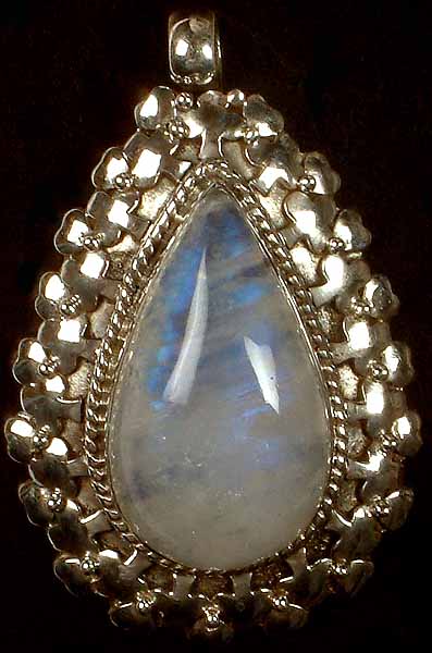 Tear Drop Rainbow Moonstone Pendant