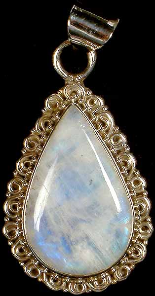 Tear Drop Rainbow Moonstone Pendant