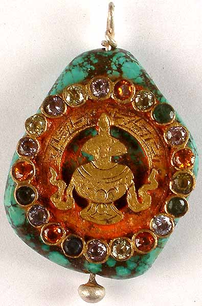 The Auspicious Vase (Ashtamangala) in Turquoise