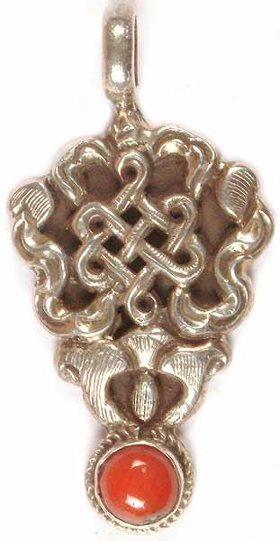 The Endless Knot Pendant with Coral