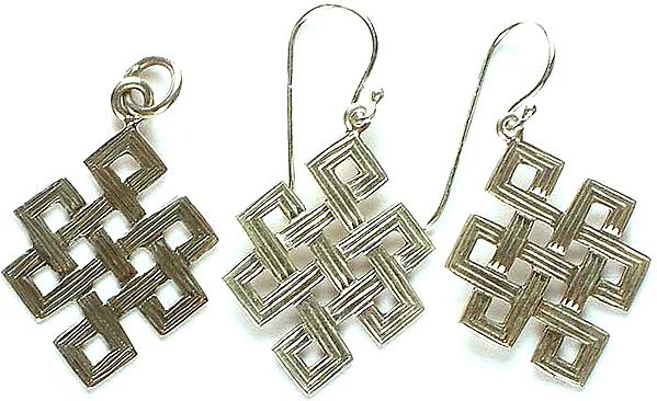 The Endless Knot (Sterling Pendant & Earrings Set) - The Infinite Wisdom of the Buddha