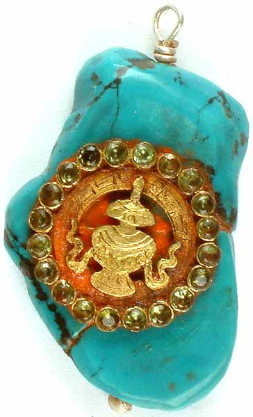 The Sacred Vase on Turquoise (Ashtamangala)