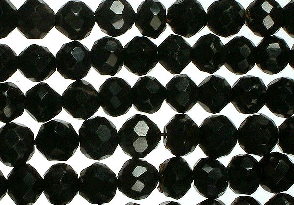Thick Faceted Black Onyx Rondells