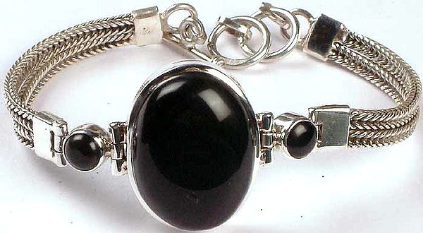 Three Stone Black Onyx Bracelet