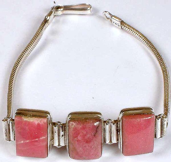 Three Stone Rhodonite Bracelet