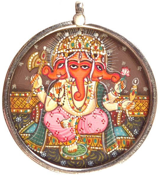 Three-headed Lalitasana Ganesha Pendant