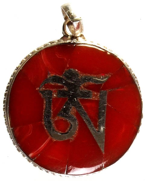 Tibetan Om (AUM) Inlay Circular Pendant (Ashtamangala)