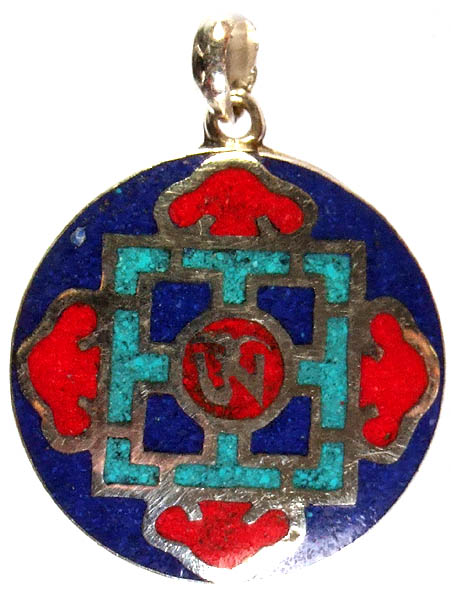Tibetan Om (AUM) Inlay Mandala Pendant