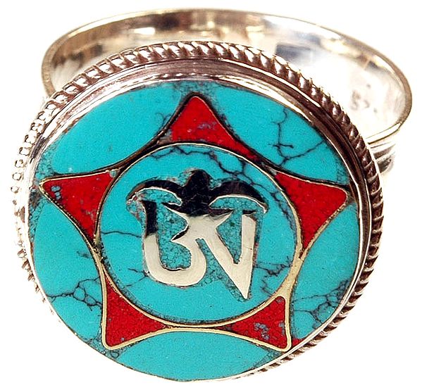 Tibetan Om (AUM) Inlay Ring