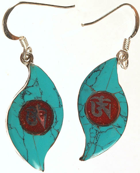 Tibetan Om Inlay Earrings
