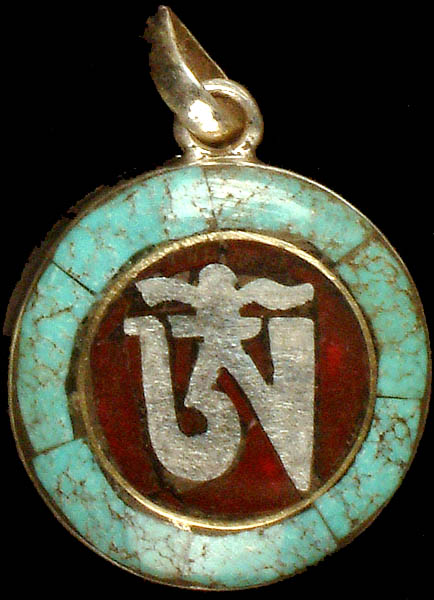 Tibetan Om Inlay Pendant
