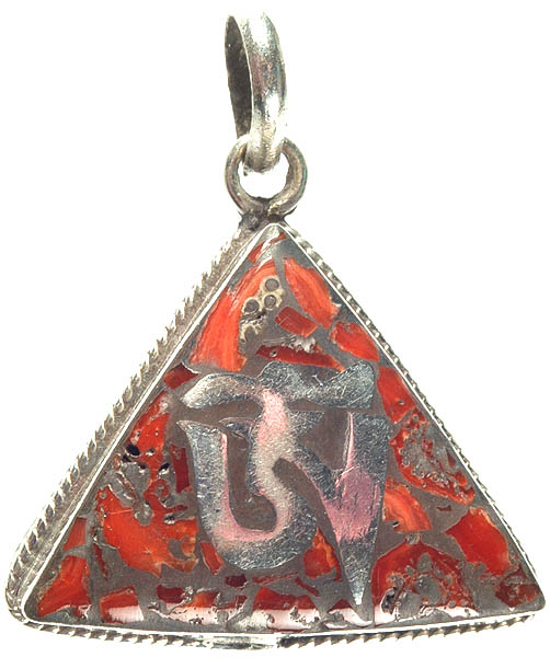 Tibetan Om Inlay Triangular Pendant