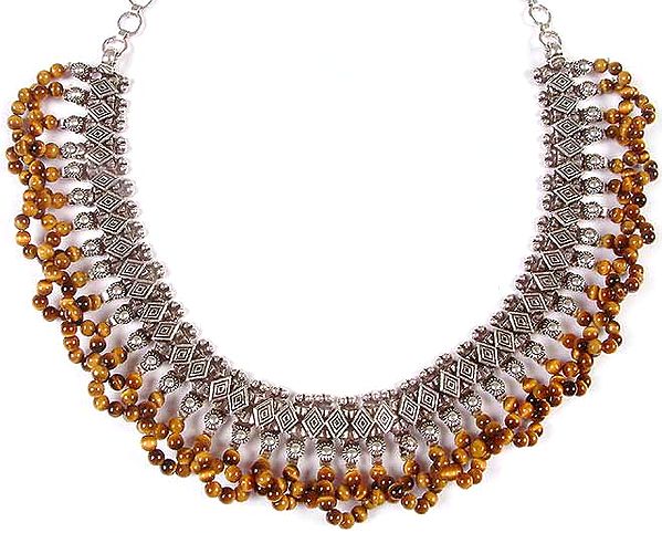 Tiger Eye Beaded Necklace from Rajasthan