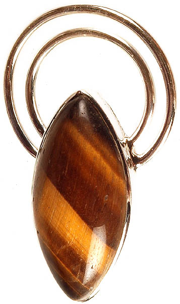 Tiger Eye Marquis Pendant with Attached Hoops