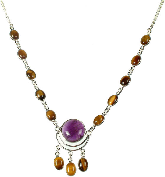 Tiger Eye Necklace with Amethyst