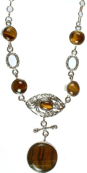 Tiger Eye Necklace with Dangle