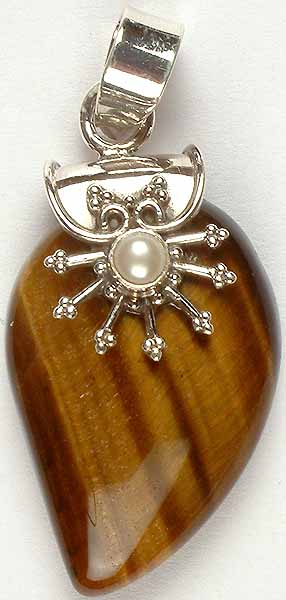 Tiger Eye Pendant with Pearl