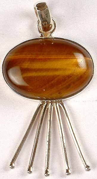 Tiger Eye Pendant With Spikes