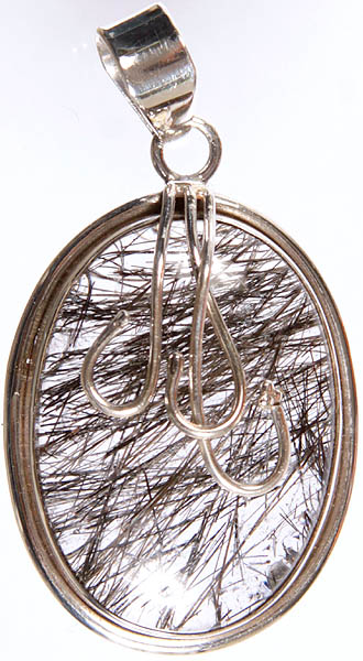Tourmalinated Quartz Oval Pendant with Sterling Veins