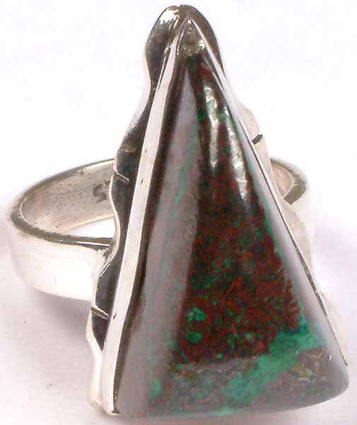 Triangular Azure Malachite Ring