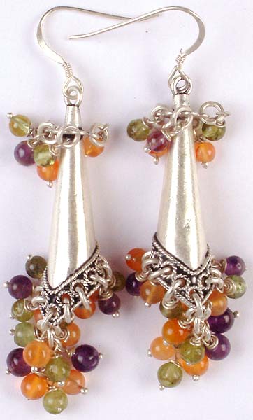Tricolor Gemstone Gypsy Earrings