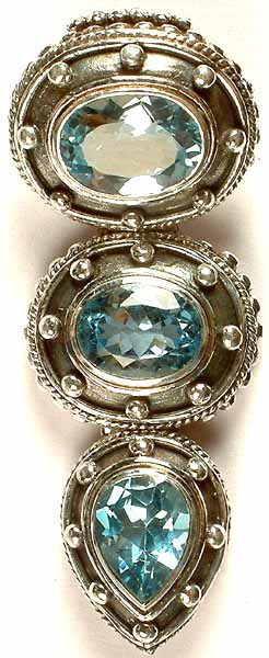 Triple Faceted Blue Topaz Hinged Pendant