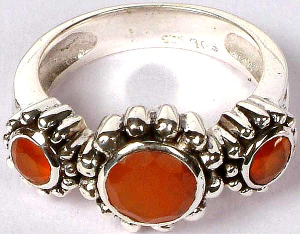 Triple Faceted Carnelian Ring
