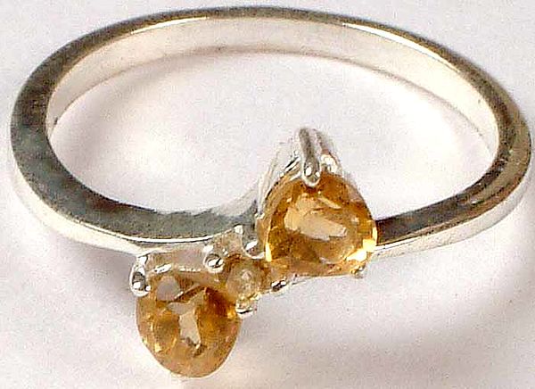 Triple Faceted Citrine Ring