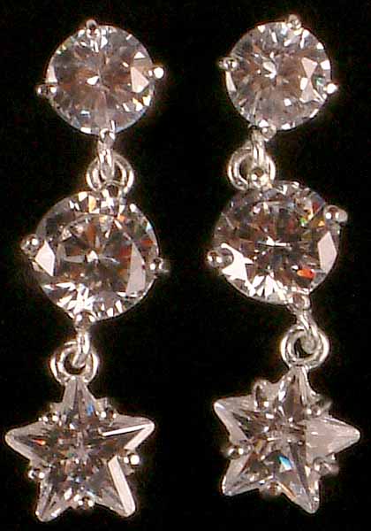 Triple Faceted Cubic Zirconia Earrings
