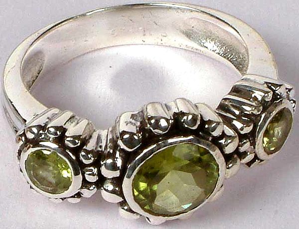 Triple Faceted Peridot Ring