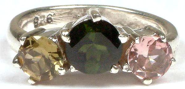 Triple Faceted Tourmaline Ring