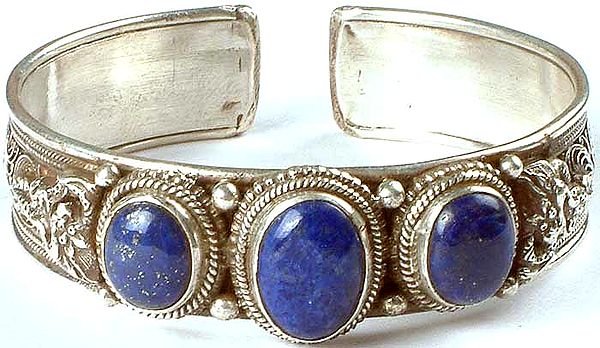 Triple Lapis Lazuli Bracelet with Filigree