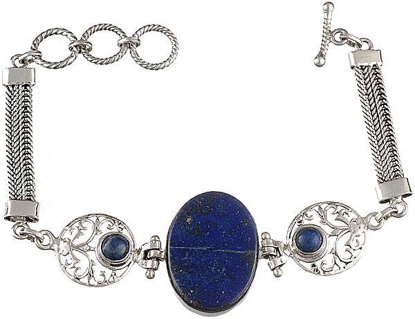 Triple Lapis Lazuli Chain Bracelet