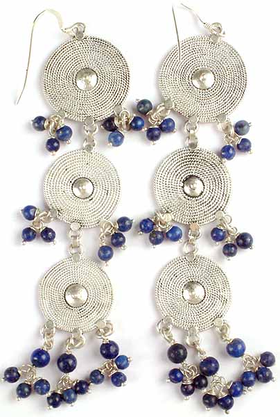 Triple Layer Lapis Lazuli Earrings