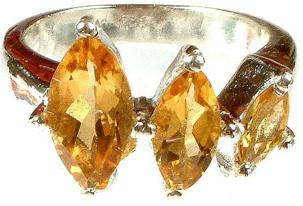 Triple Marquis Citrine Ring