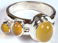 Triple Yellow Chalcedony Ring