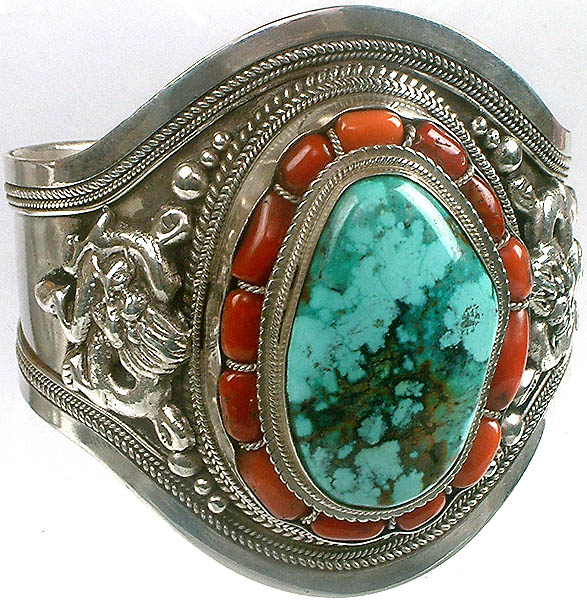 Turquoise & Coral Dragon Bracelet