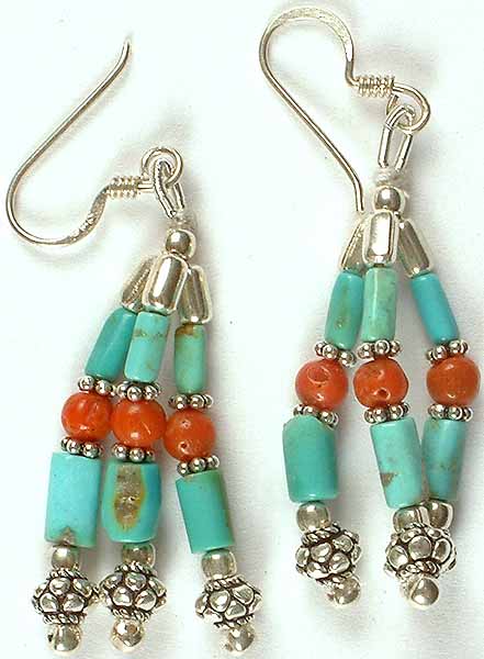 Turquoise & Coral Earrings