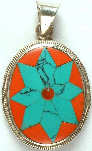 Turquoise & Coral Pendant