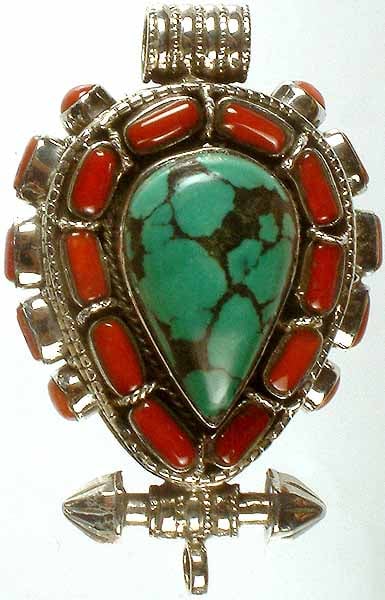 Turquoise & Coral Pendant