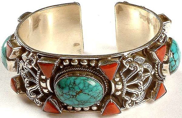 Turquoise & Coral Vajra Bracelet