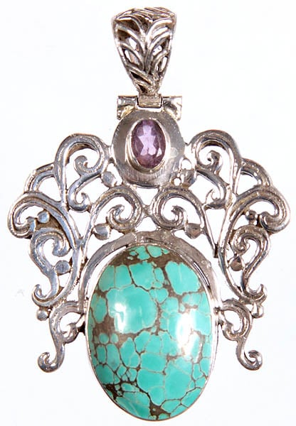 Turquoise and Amethyst Pendant