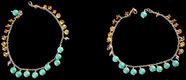 Turquoise and Citrine Anklets (Price Per Pair)