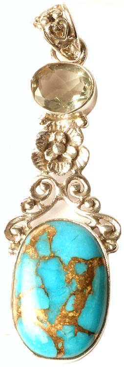 Turquoise and Green Amethyst Pendant