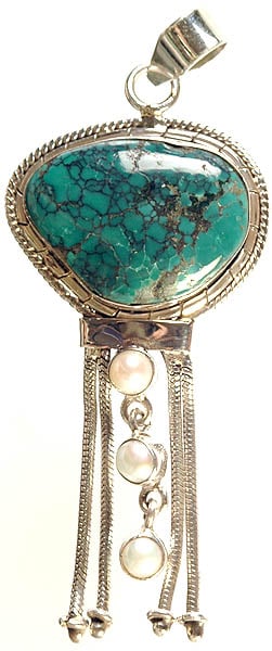 Turquoise and Pearl Pendant with Shower