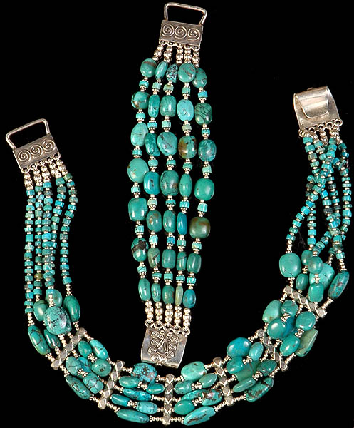 Turquoise Beaded Necklace with Matching Bracelet