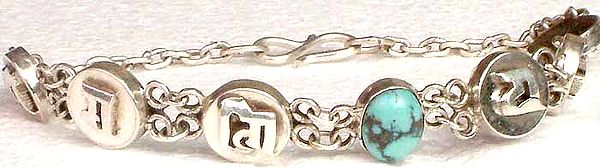 Turquoise Bracelet with Om Mani Padme Hum