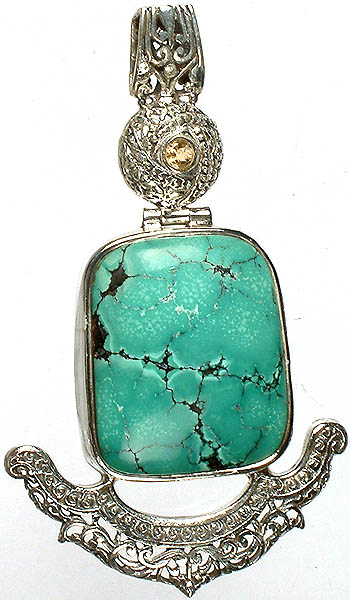 Turquoise Designer Pendant with Citrine