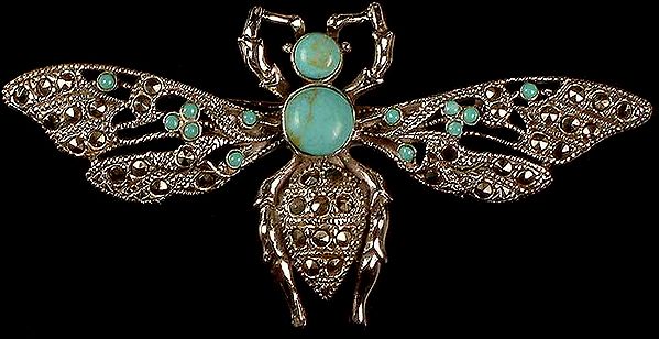Turquoise Dragon Fly Brooch